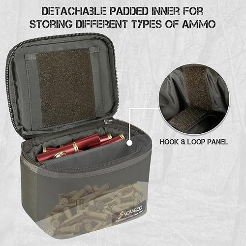 Miniatura 10 de VOTAGOO GEAR Bolsa táctica de munición, bolsa de transporte de municiones desmontable para espacio interior con parches de identificación, bolsa de