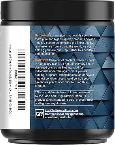 Miniatura 2 de NatureBell Cápsulas de monohidrato de creatina de 5,000 mg por porción, 500 unidades  Píldoras de creatina micronizadas y sin sabor  Soporte para