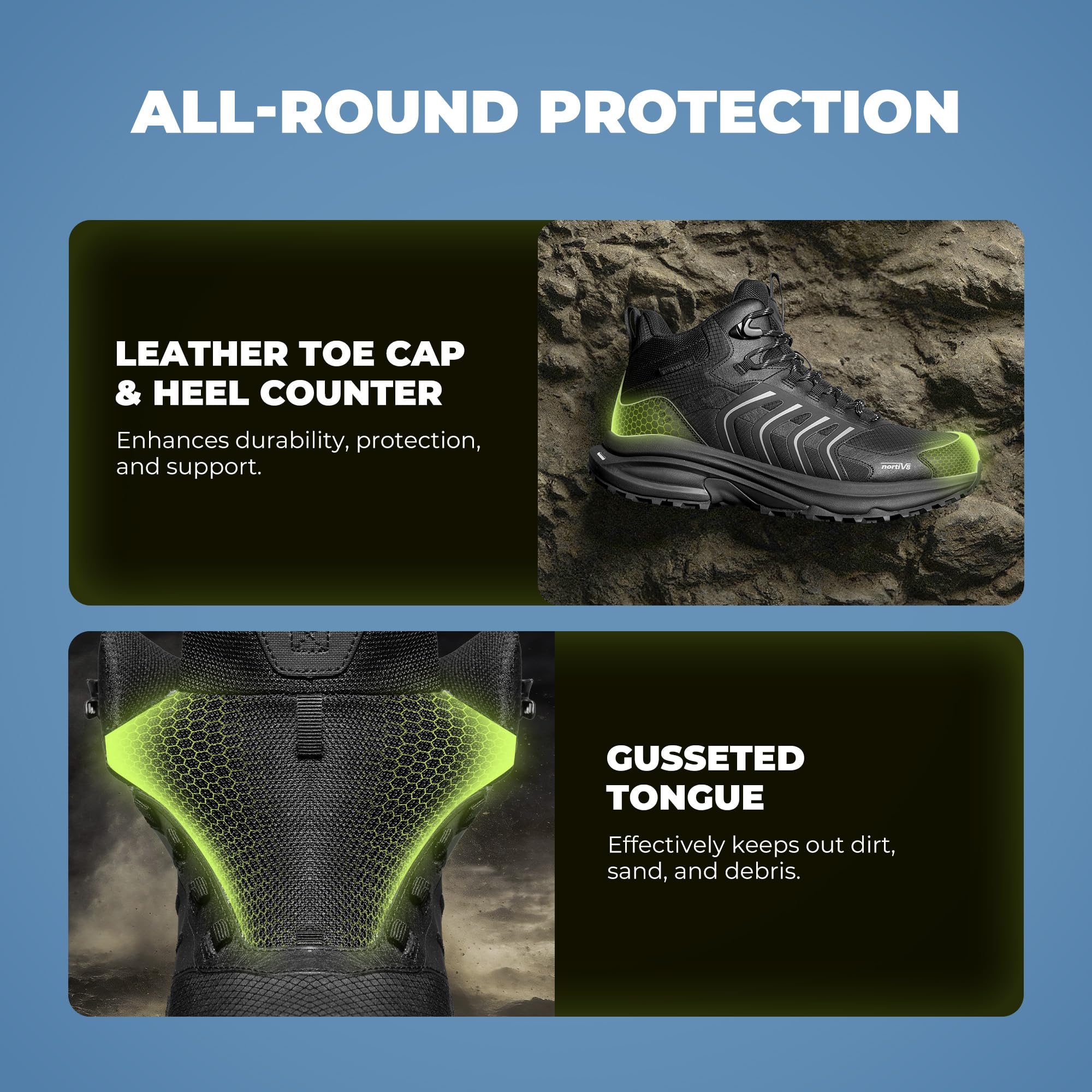 NORTIV 8 Hommes Chaussures de Randonnée Imperméables | Légères et Confortables pour Trekking, Camping escalade, Idéales Toute la Journée