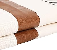 Vista 5 de JASEN Juego de 2 fundas de almohada estilo granja de piel sintética marrón, fundas decorativas modernas para sofá, dormitorio, sala de estar