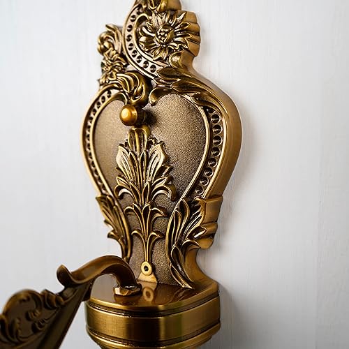 Miniatura 7 de Juego de 2 apliques de pared de cristal, lámpara de pared de latón antiguo, lámpara de pared floral de cristal para entrada, dormitorio, pasillo