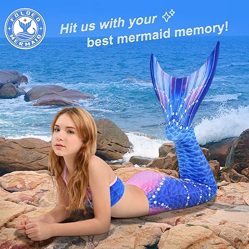 Miniatura 2 de Juego de cola de sirena para nadar con bikini, traje de baño de sirena, disfraz de princesa para niños, niñas (sin monoaleta)