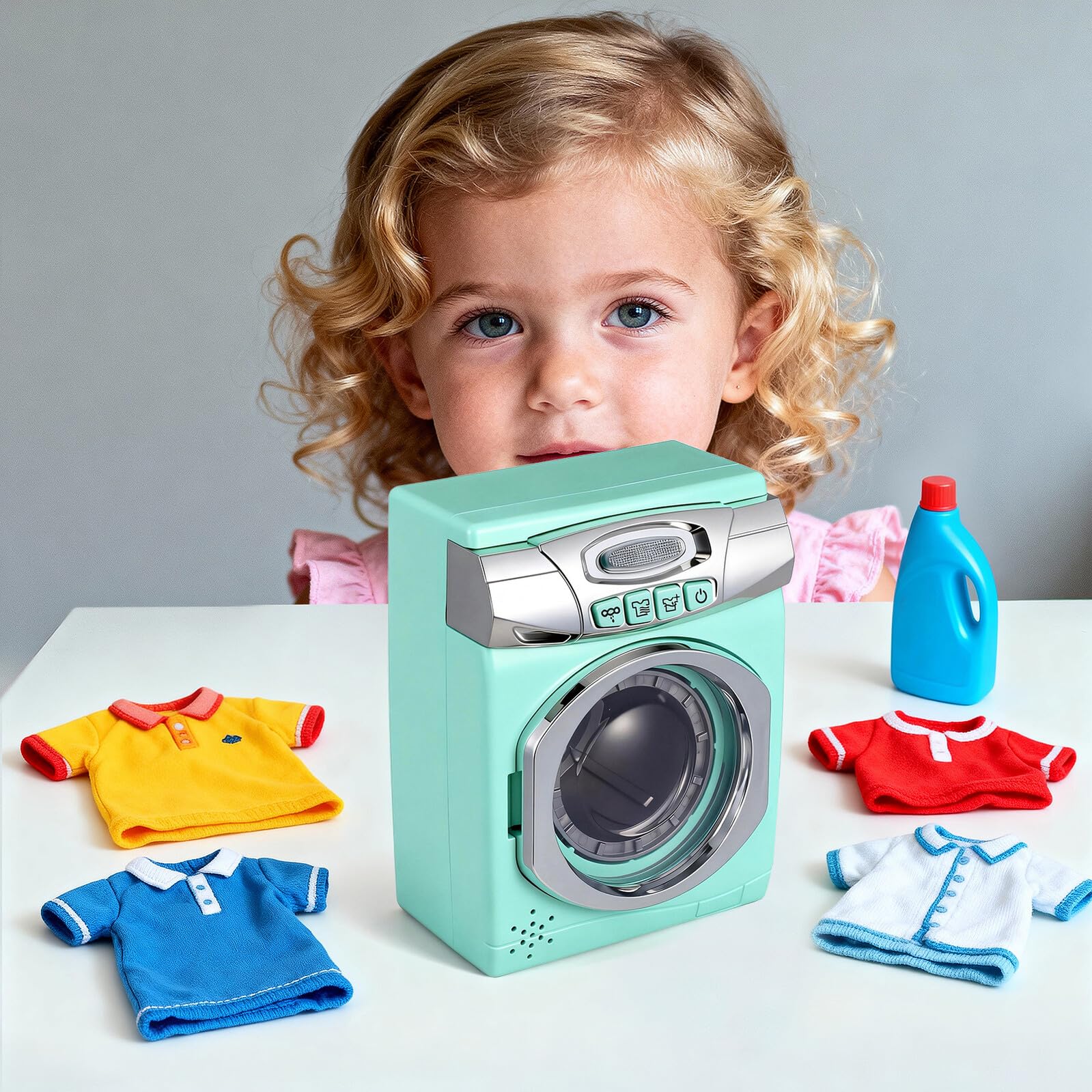 VICASKY Giocattolo Lavatrice in Plastica Robusta, Lavatrice Giocattolo Interattiva Suoni, Sviluppo Motorio e Gioco Educativo per Prima Infanzia