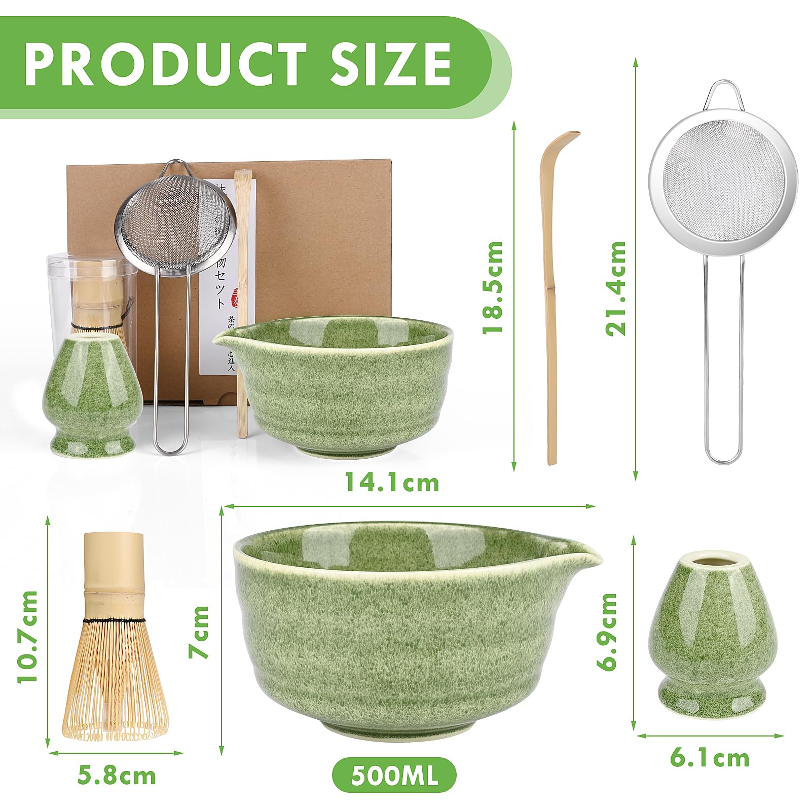 5 Pezzi Matcha Kit, set da tè Matcha, elegante set di Frusta Matcha, Ciotola Matcha, Supporto Chasen, Cucchiaio di Matcha, Setaccio Di Matcha, per La Casa, l'Ufficio e la Sala da Tè (D)