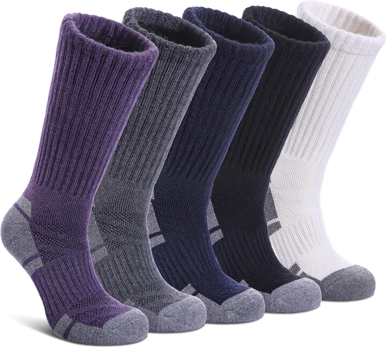 Merino Wool Hiking Socks for Women Men Thermal Winter Warm Boot Socks Athletic Work Cozy Cushion Socks 5 Pairs