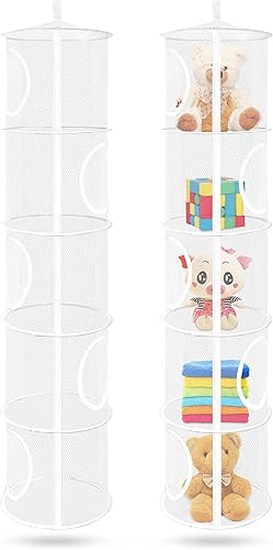 coastal rose Organizador de bolsas de malla colgante para ahorrar espacio, organizador plegable de almacenamiento de animales de peluche, 5