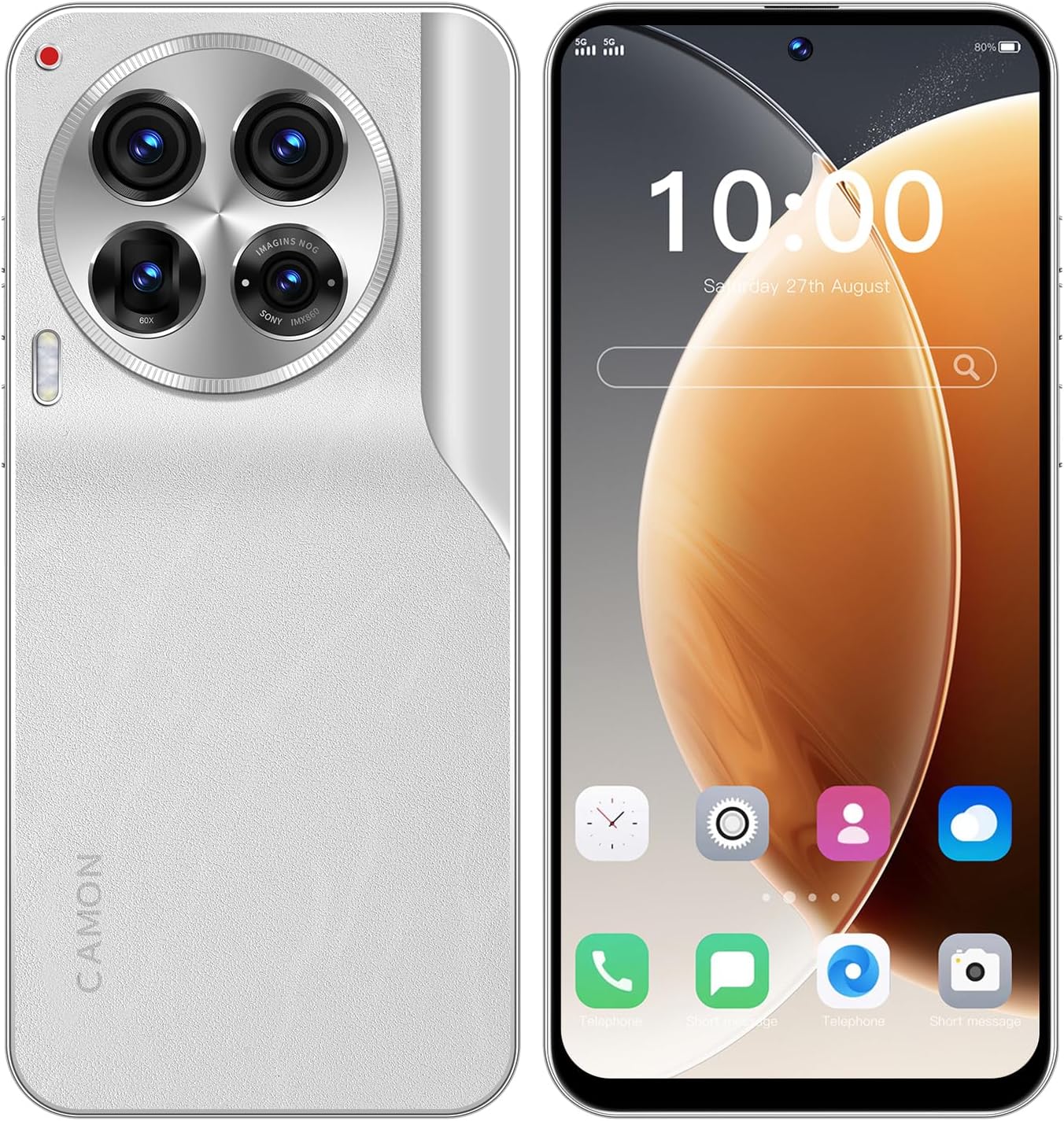 Tecno Camon 30 Pro Unlocked Phone,5G Cell Phone 6GB+128GB Smartphone Android 13, 6800mAh Battery, 6.8" FHD+ Display 120Hz 64MP Camera, Dual SIM Octa-Core Phone GPS/Fingerprint/Face ID (White)