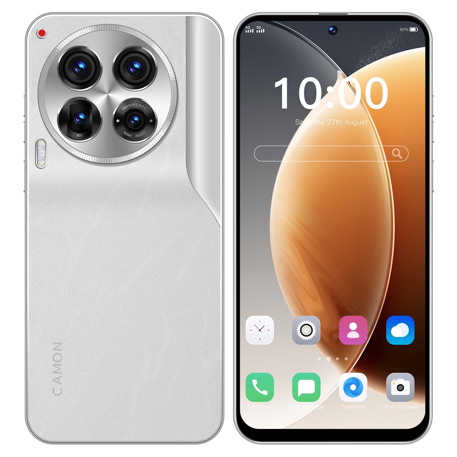 Tecno Camon 30 Pro Unlocked Phone,5G Cell Phone 6GB+128GB Smartphone Android 13, 6800mAh Battery, 6.8" FHD+ Display 120Hz 64MP Camera, Dual SIM Octa-Core Phone GPS/Fingerprint/Face ID (White)