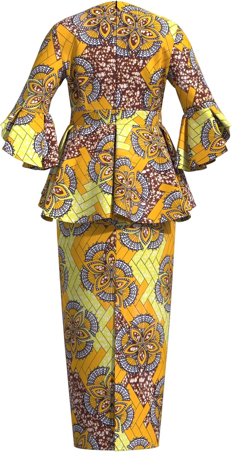 ABCWAX African Women's Dresses 2 Piece Tops and Skirts Ankara Dashiki Traditional Printed Fabrics for Wedding Party - Image 3