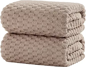 Extra Large Bath Towel Sheet-40x80 Inches Oversized,Super Soft,Quick Dry,Microfiber Shower Towels Highly Absorbent,Plush Bathroom Towels for Adults, Premium Quality (Beige, 2PCS)