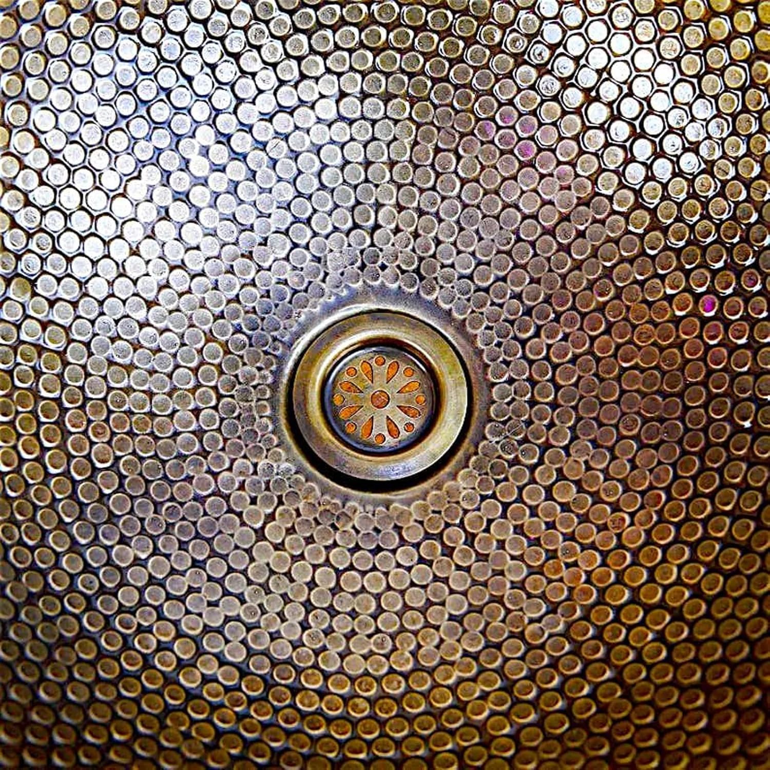 Custom Made 16 Guage Brushed Brass Bathroom Sink, Dual Mount Round Brass Sink, Hand Hammered Above Counter Vanity Sink, Copper Handcrafted Drop-in Bathroom Vanity Sink (14"= 35cm)