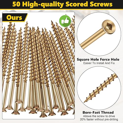 Miniatura 5 de Dreyoo Kit de reparación de suelo chirriante con 5 herramientas y 50 tornillos, elimina el chirrido del suelo, se adapta a la mayoría de suelos de