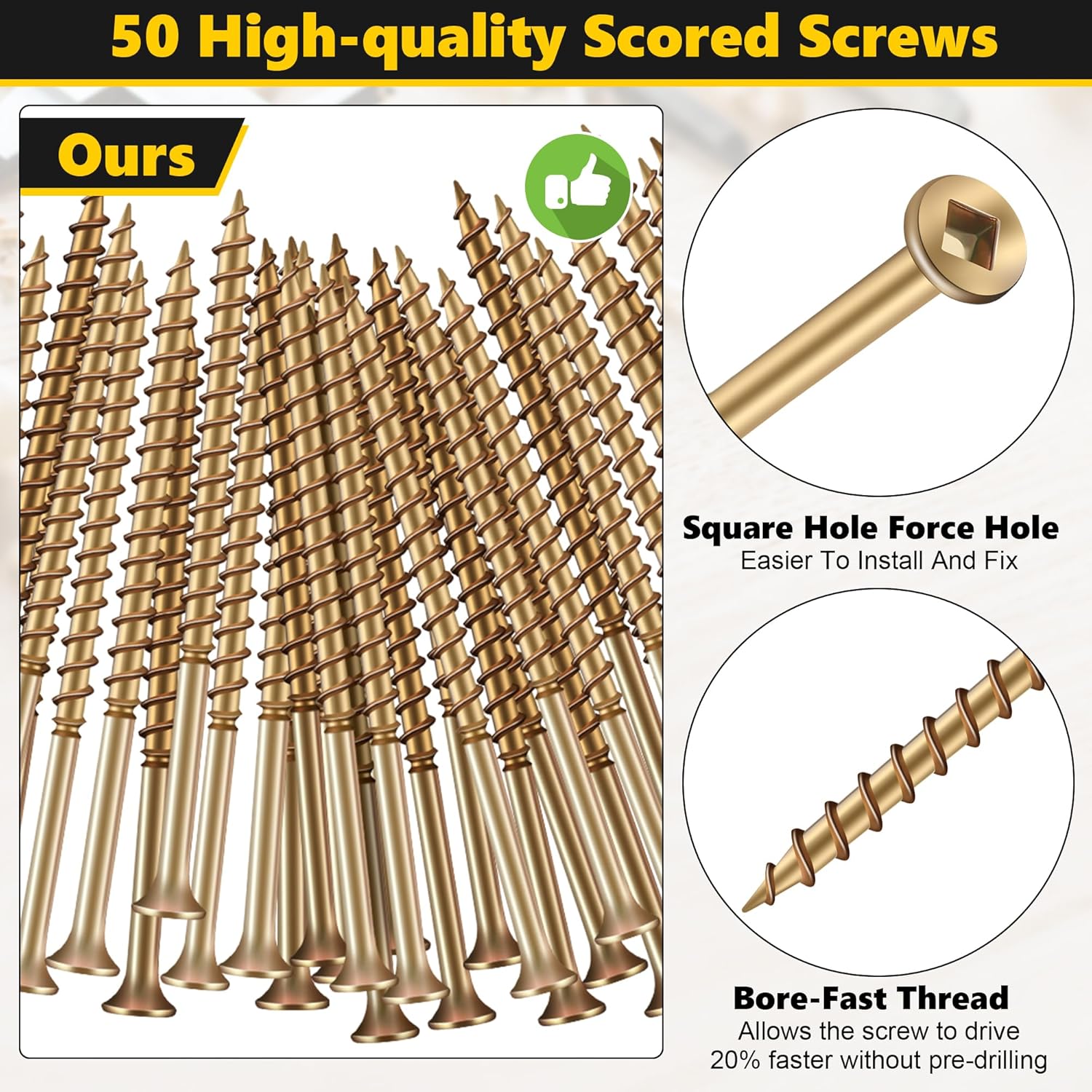 Dreyoo 100 Pcs Repair Floor Screws, Universal Screws for Floor Repair Fit Hardwood/Vinyl/Carpets, Wood Gap Fixer Compatible with 3233, Bolt Assortment Sets - Image 4