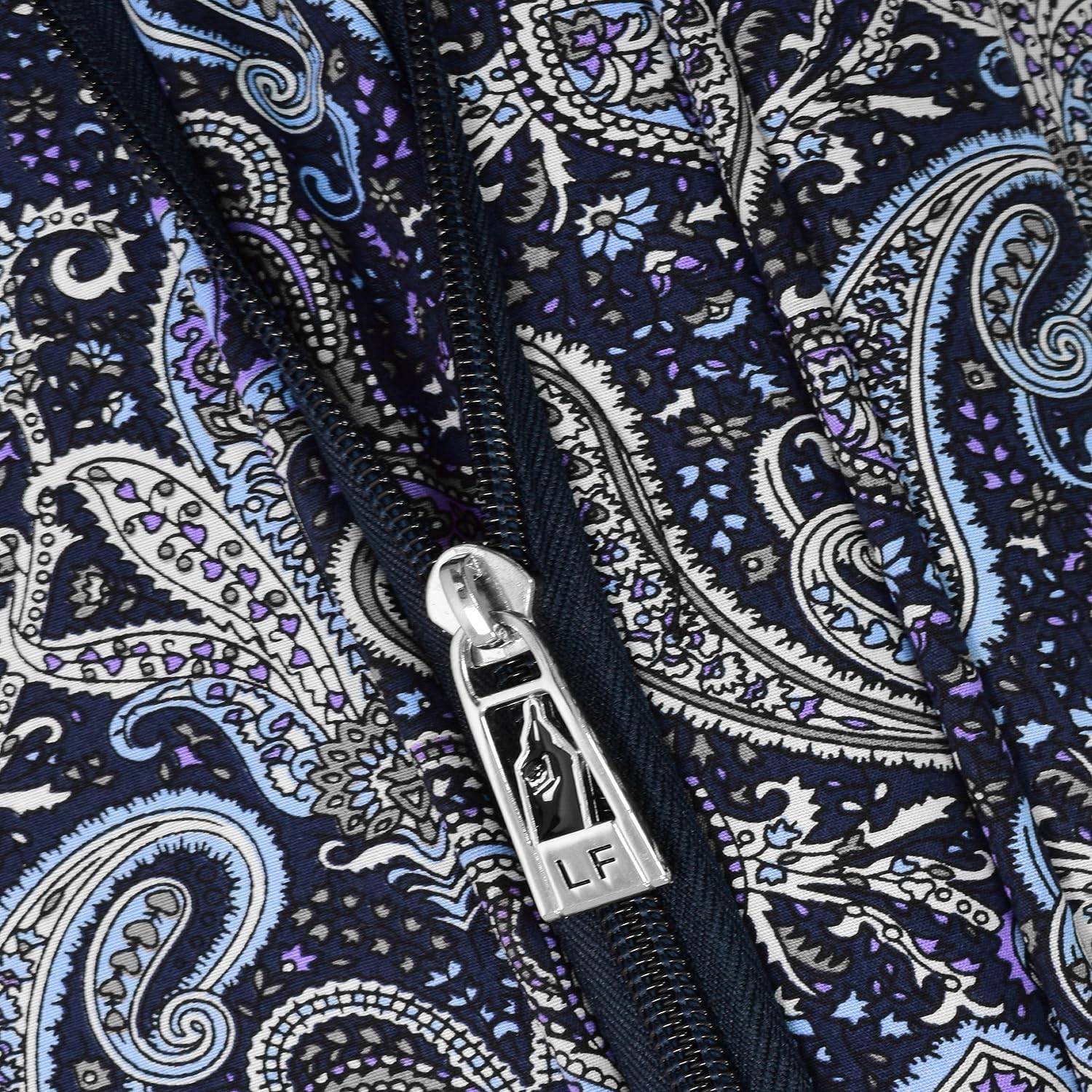 London Fog Mayfair 25 Inch Expandable Spinner Softside Suitcase, Navy White Paisley