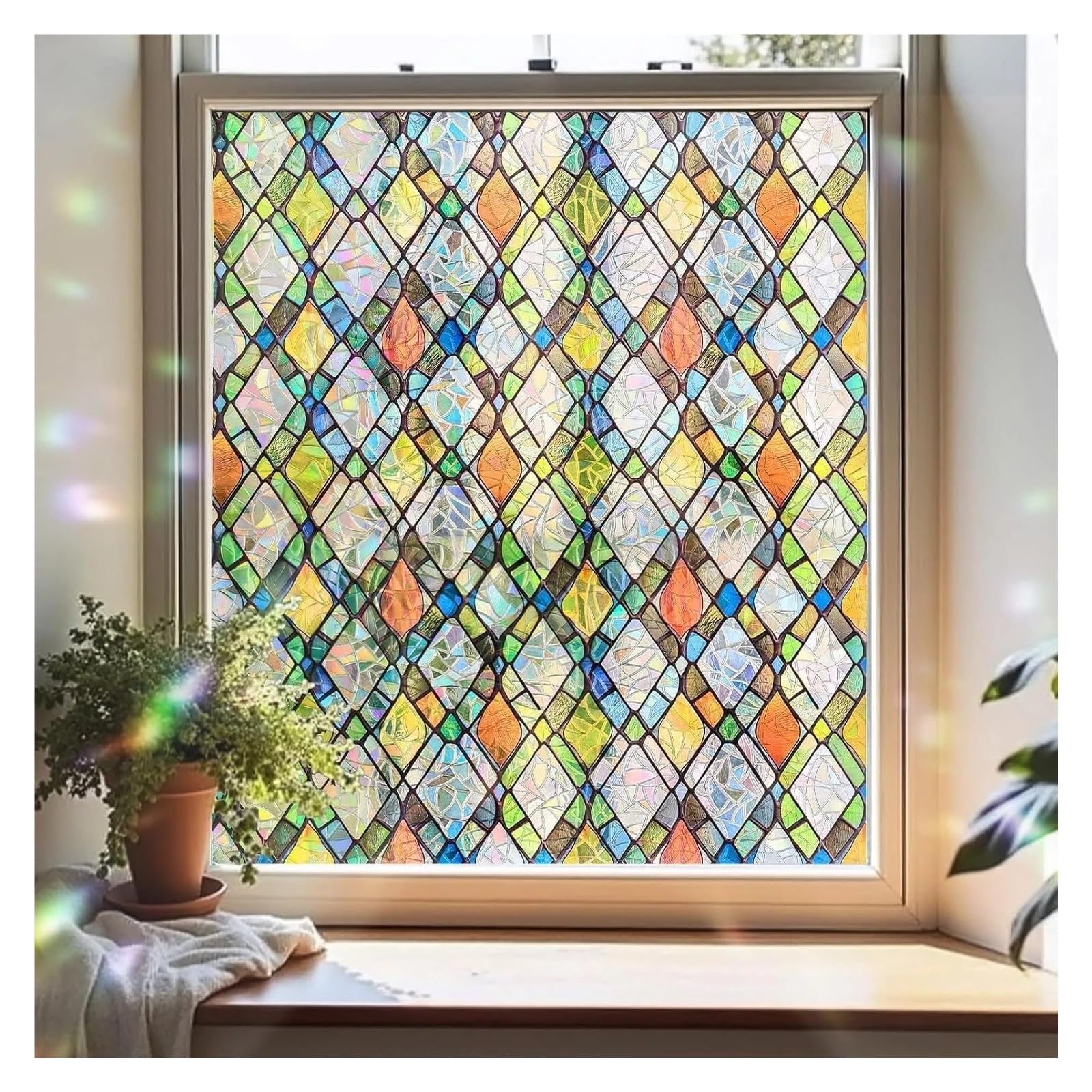 Mdsiokhj One Color Stained Glass Window Film Window Privacy Film Decorative Static Cling, Removable Laser Sun Blocking Vinyl Covering(45X200cm)