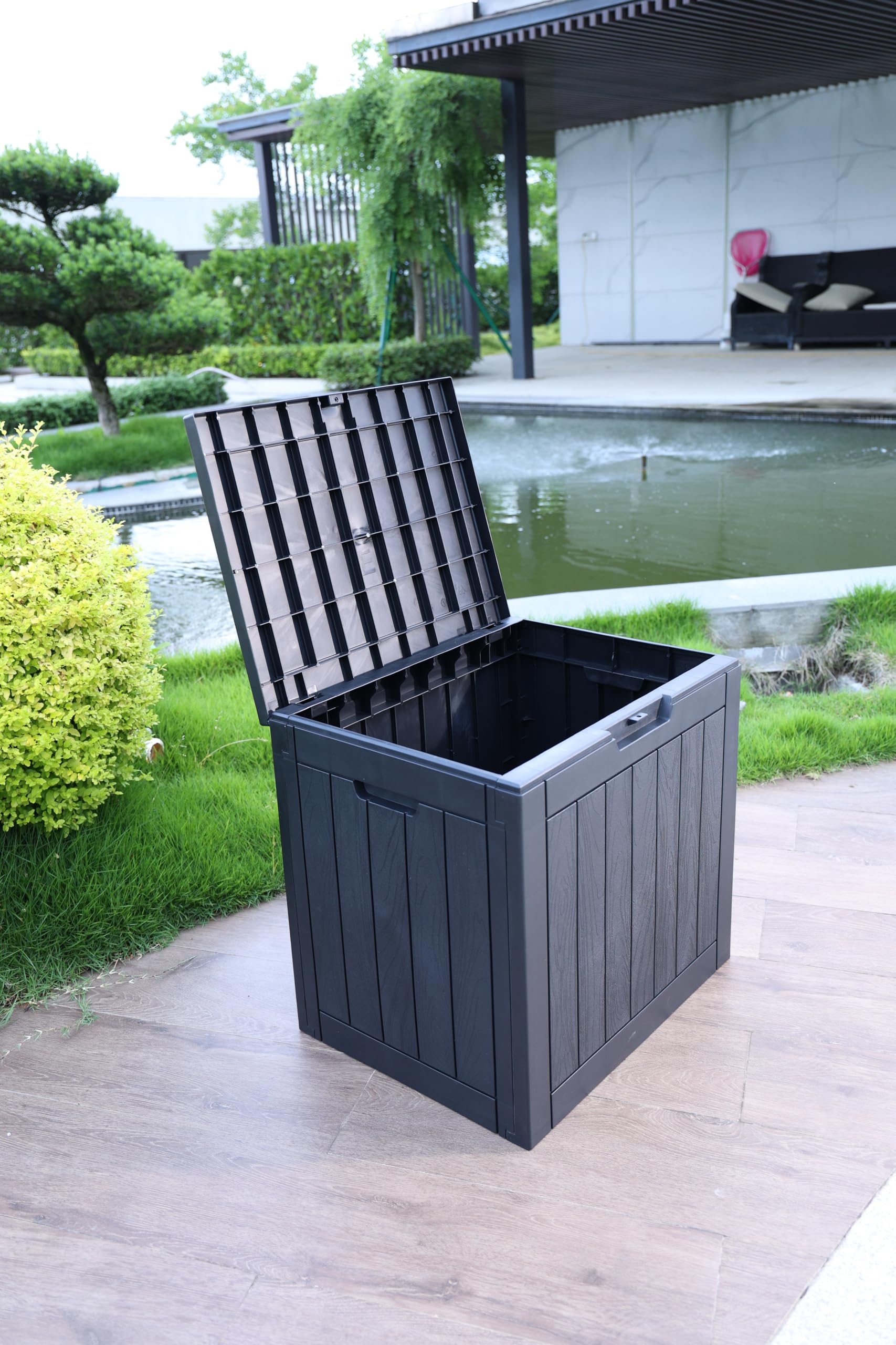 屋外収納庫 レンガ調 収納ボックス 置き配 ゴミ箱 小型 ストッカー 防水 耐候 Amazon.co.jp: LZ LEISURE ZONE 戸外収納庫 収納ボックス 置き配 118L