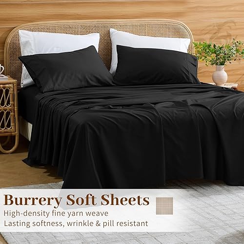 Miniatura 6 de Bedlifes Sábanas de algodón egipcio de 1000 hilos, tamaño Queen, 4 piezas con bolsillo profundo de 16 pulgadas, ropa de cama ultrasuave refrescante