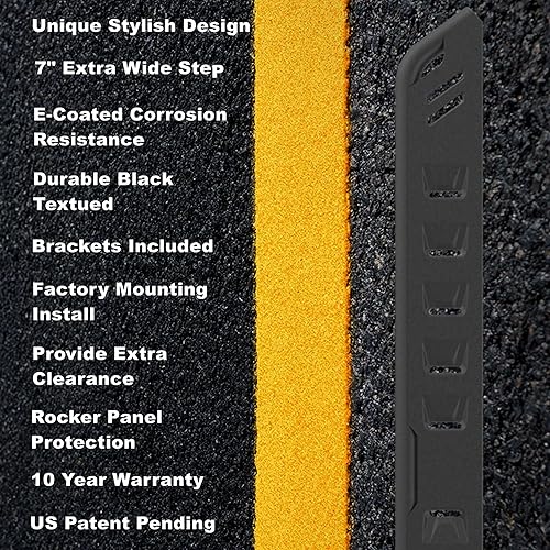 Miniatura 6 de ONINE Estribos de 7 pulgadas, ajuste personalizado, Chevy Silverado GMC Sierra Crew Cab 2020-2026, barras Nerf de 7 pulgadas, color negro