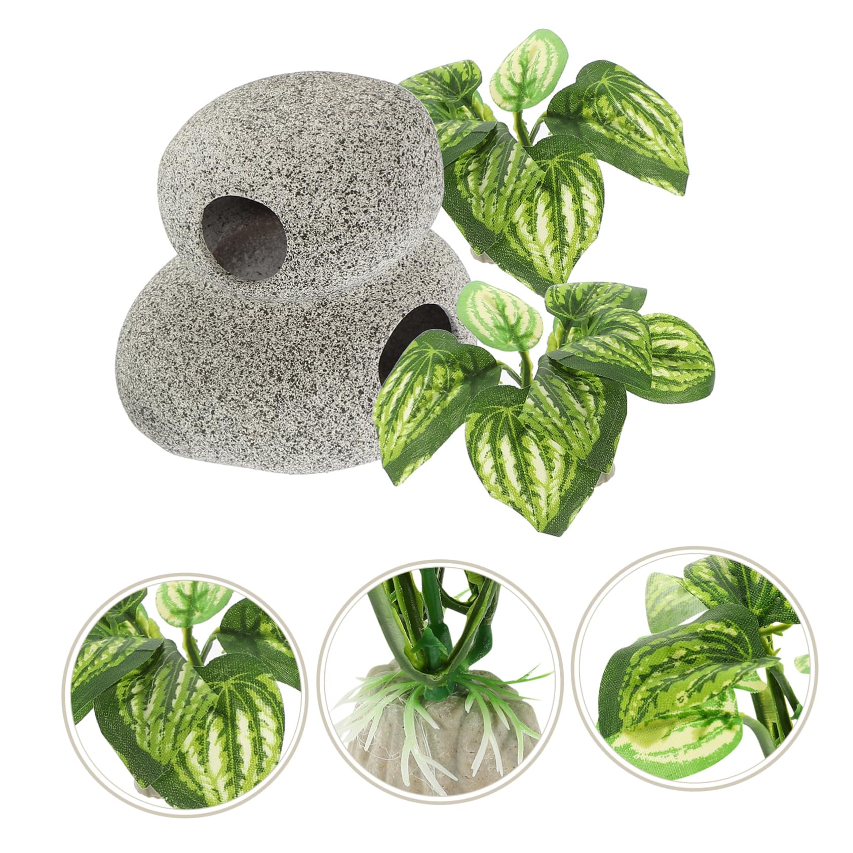 PRETYZOOM 2juegos Decoración De Acuario Cueva y Plantas Falsas Set De Ornamentos para Peceras y Terrarios Accesorios Acuáticos para Escondites De Peces y Camarones