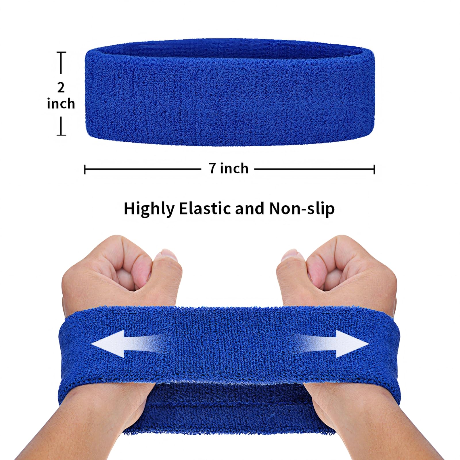 SHTGOI 2 fasce per il sudore in cotone, assorbenti, per tennis, corsa, palestra, allenamento, colore bianco