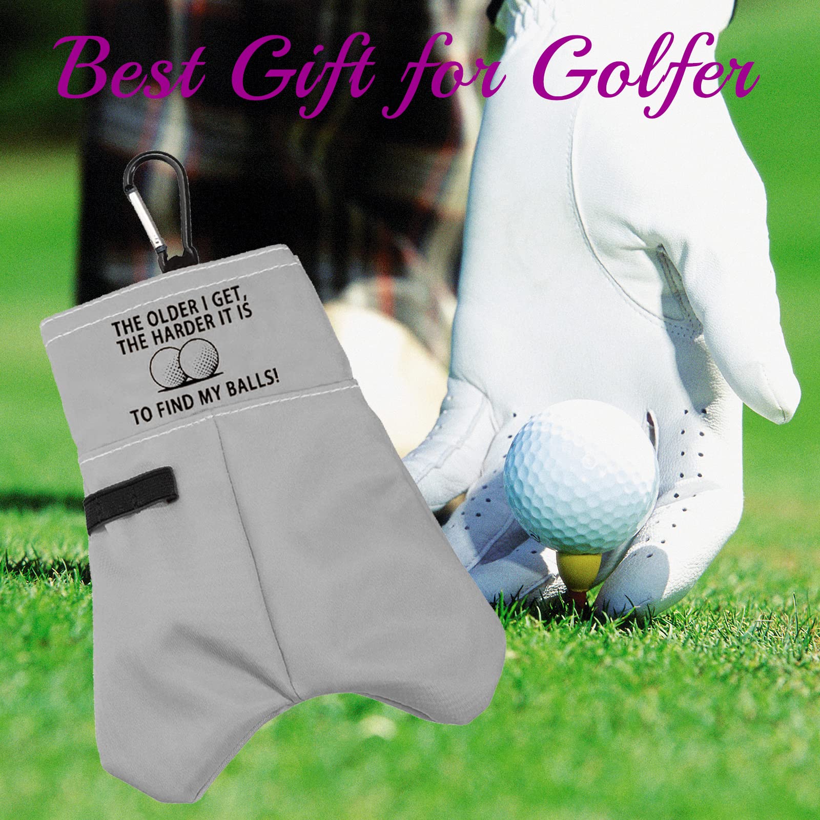 BLUPARK Funny Golf Ball Storage Bag for Grandpa Dad - The Older I Get The Harder It is to Find My Balls Pouch