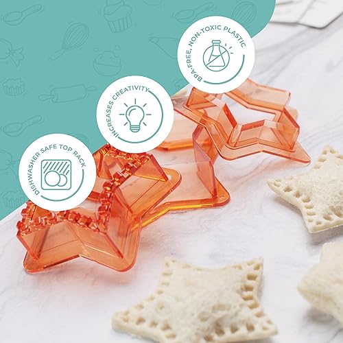 Miniatura 6 de Tovla Jr - Cortadores de sándwich para niños, juego de 4 formas divertidas con soporte para sándwiches y tarjetas de recetas, sin BPA y seguros para
