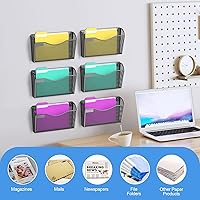 Vista 5 de samstar 6 Pack Magnetic File Holder, Mesh Wall File Organizer File Pocket Mail Organizer Paper Folder Holder for Office/Home, No Drilling(Magnetic)