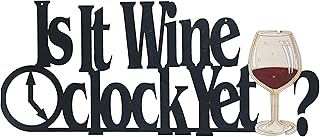 MEMORY MATS & WORD ART Wine Themed Decorative Wall Signs, Kitchen, Home, Restaurant Decoration (is it Wine O'Clock Yet?)