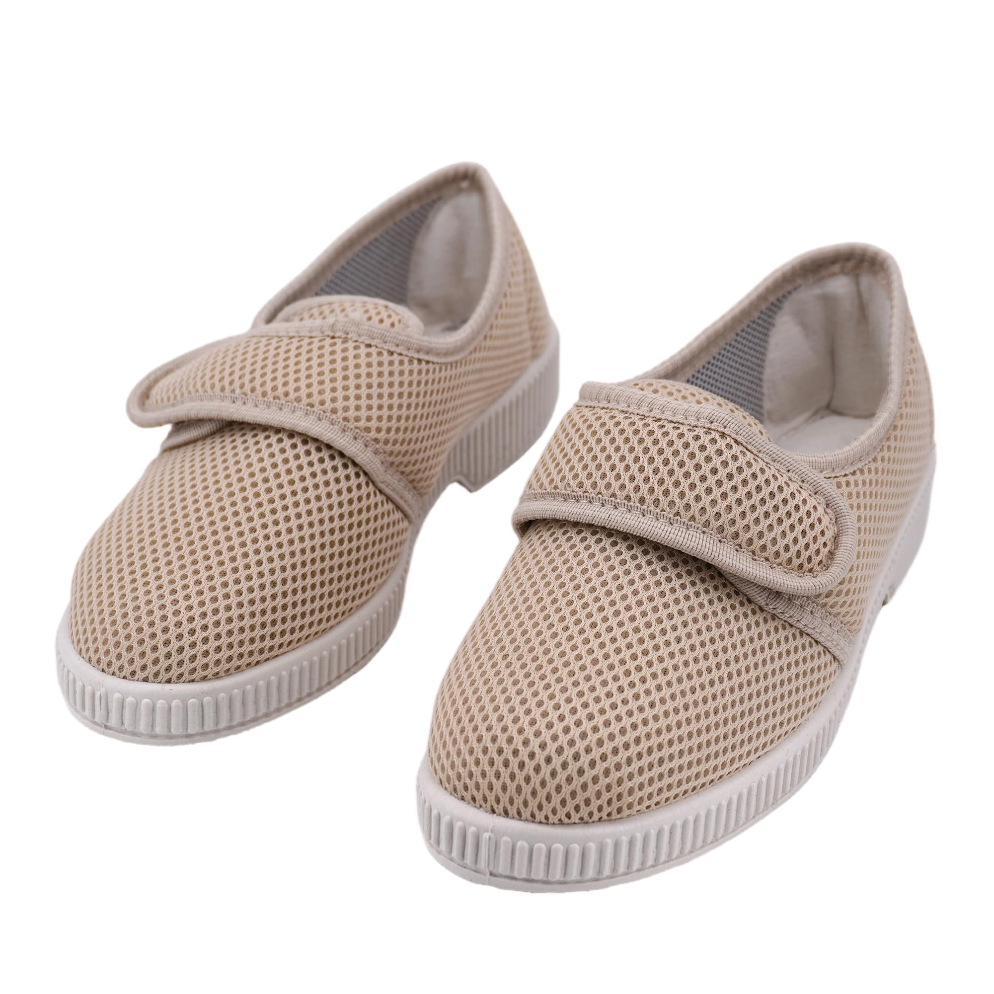 JOMIX Chaussons Femme à Scratch Maille Respirante Ouverture Large Légers Confortables Semelle Antidérapante pour Parquet Carrelage Idéals Pieds Sensibles Senior Maison