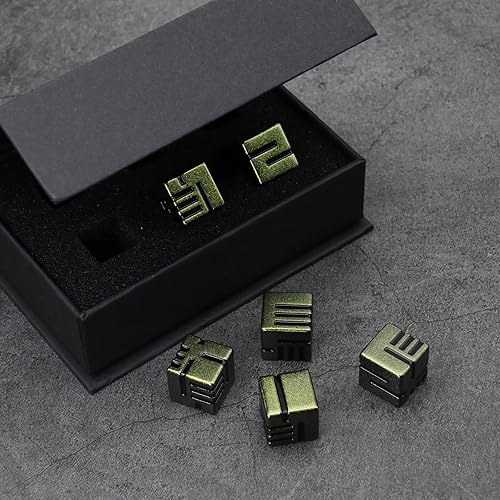 Miniatura 7 de Dados de metal D6, juego de dados de 6 caras de 0.630 in, juego de 6 dados ZHOORQI con temática tecnológica, nuevos dados de líneas conceptuales