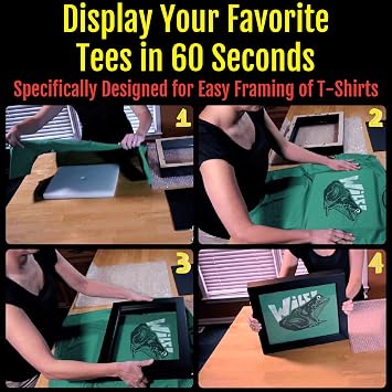 Shart Original T Shirt Frame with Real Glass - Concert Event T Shirts Sports Jersey Display Case Frames, Black 11 x 14 Inches