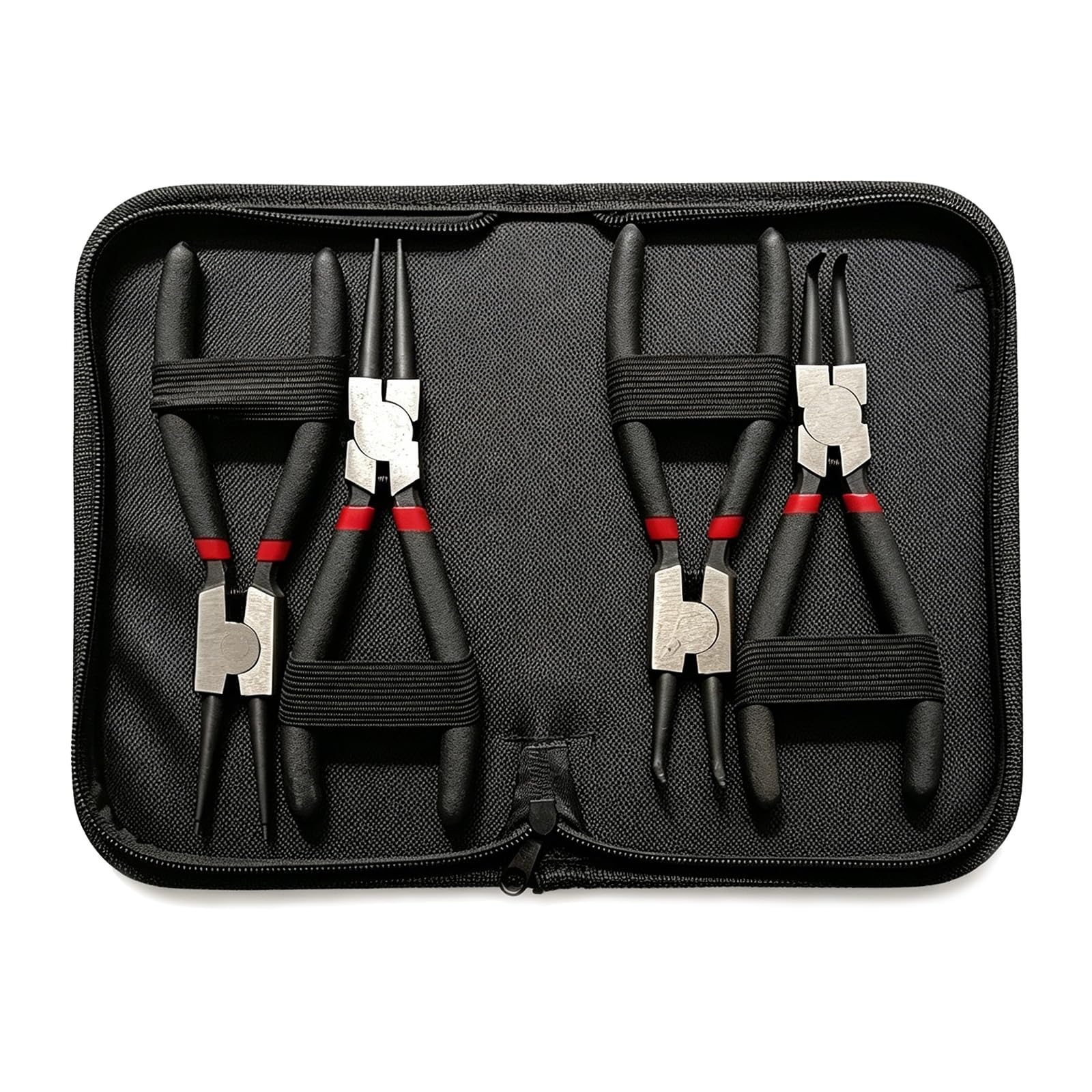 4 Stück Sprengringzangen Set, Sicherungsringzangen, Gerade interne und externe Sprengringzangen, Seegeringzange Set, Kohlenstoffstahl, Anti-Rutsch und Anti-Schweiß ergonomische Griff
