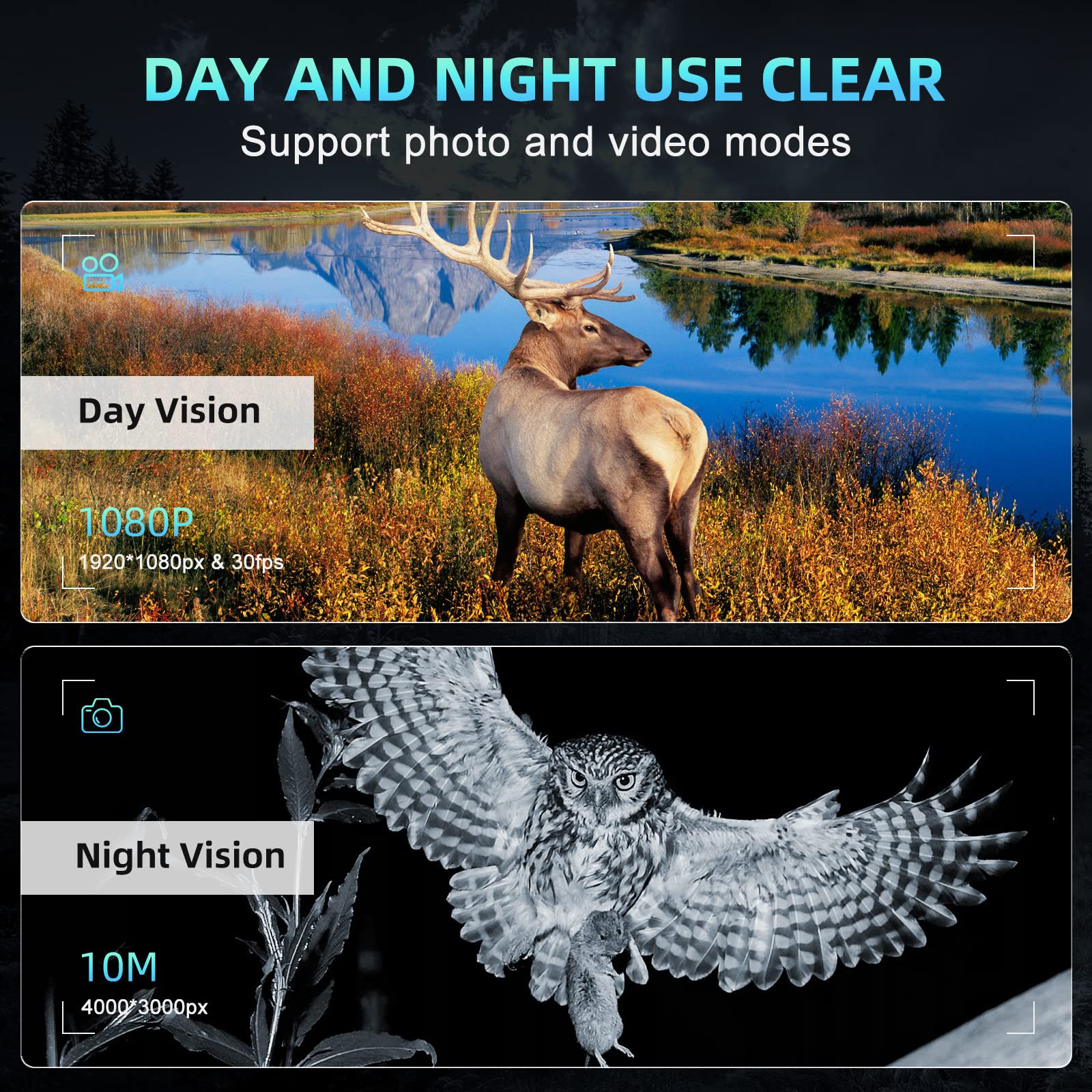Profey Binoculares Visión Nocturna, 1080P Prismáticos de Infrarroja Digital Visor Nocturna Rango de 500M con LCD 3.5",Recargable y Zoom Digital 8X, Adecuado para la Caza, con 32GB