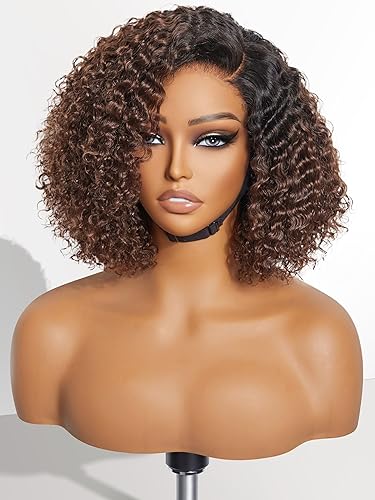 LUVME HAIR Peluca de cabello humano rizado de 10 pulgadas, precortada, sin pegamento, HD, con cierre de encaje, negro natural con raya lateral disponible en Yaxa Peru