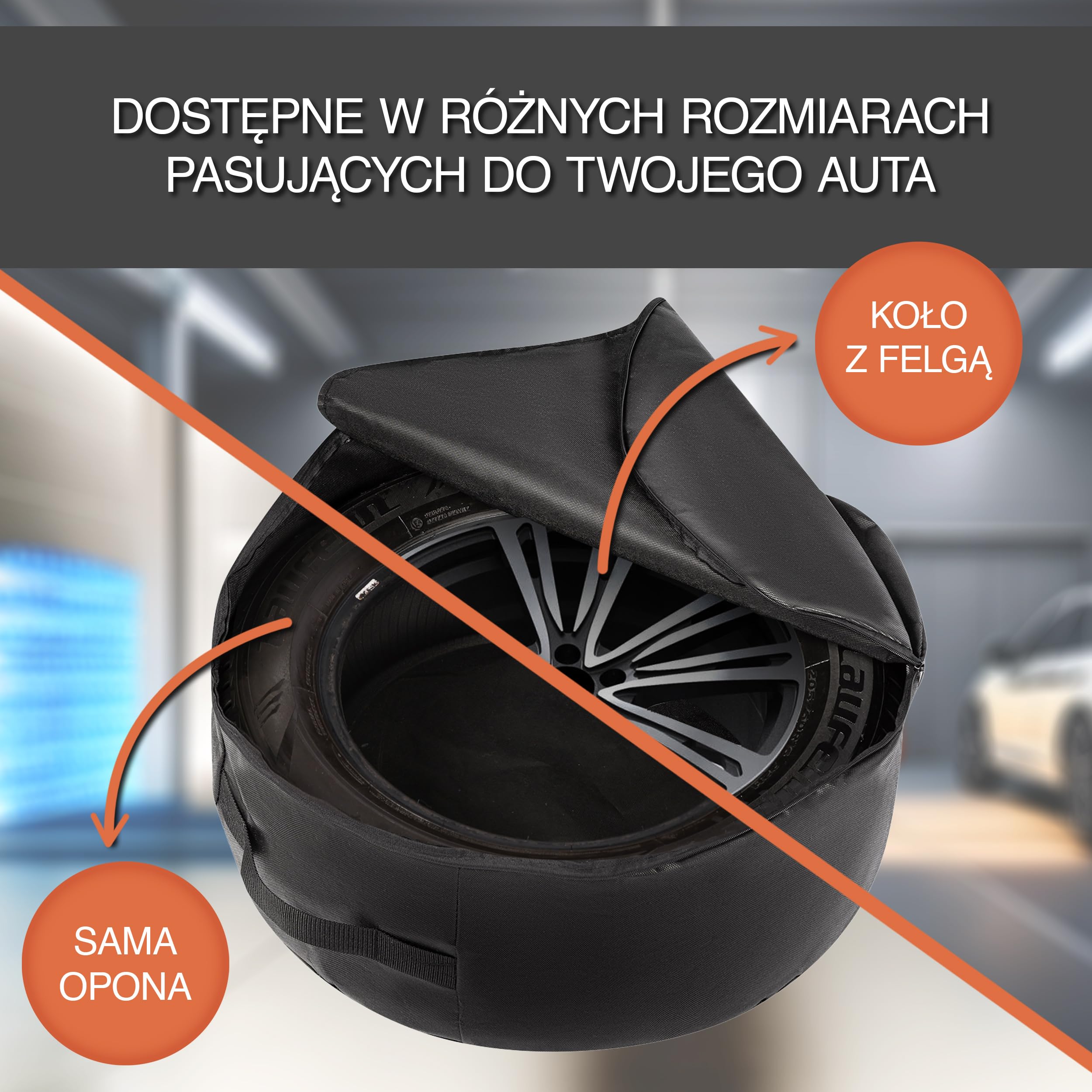 Pokrowce na opony rozmiar XXXL 4 szt. wodoodporne PP | Ochrona opon letnich i zimowych, koła zapasowe - materiał PP polipropylen, elastyczny brzeg, do garażu i piwnicy