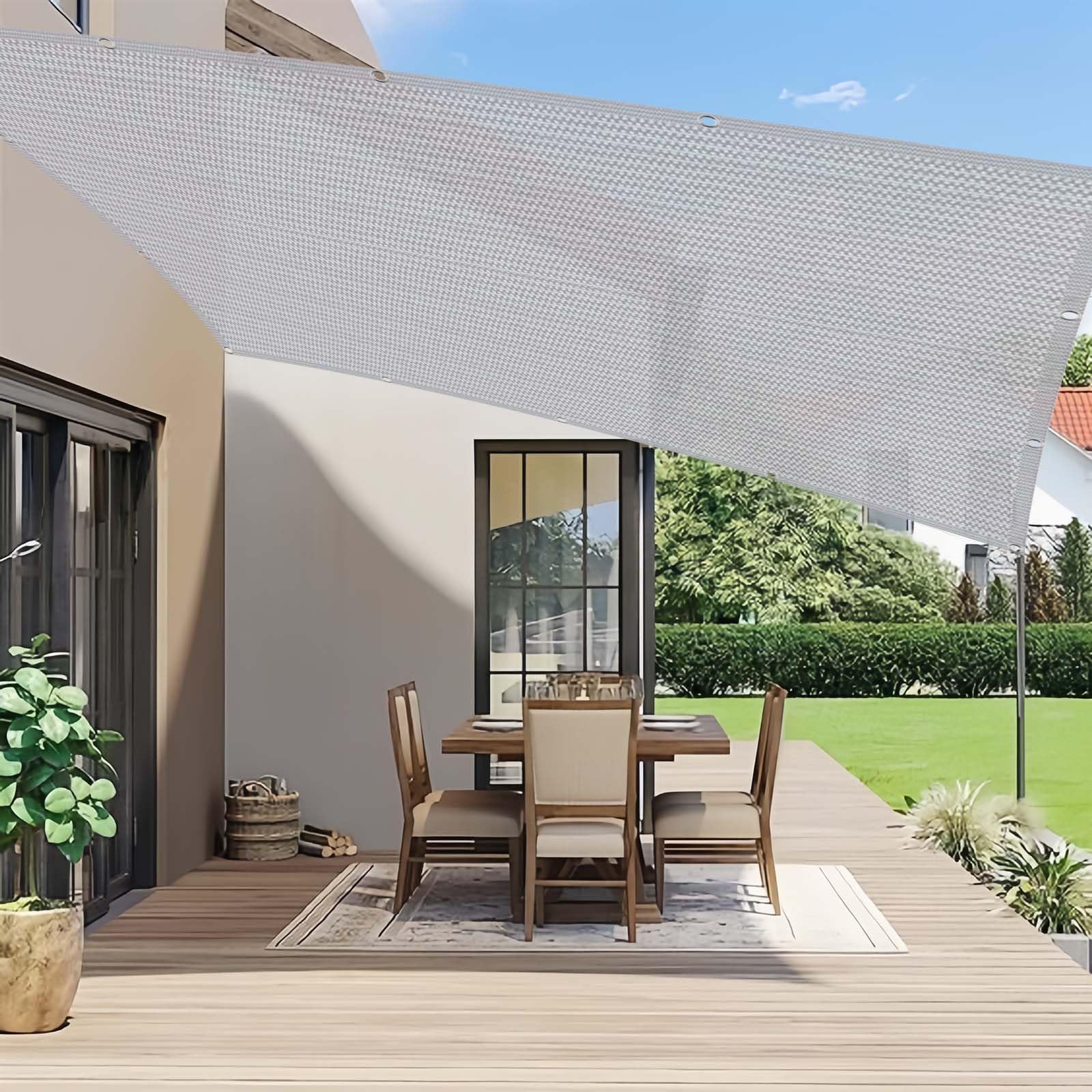 Voiles d'ombrage pour balcon et terrasse sans perçage gris clair