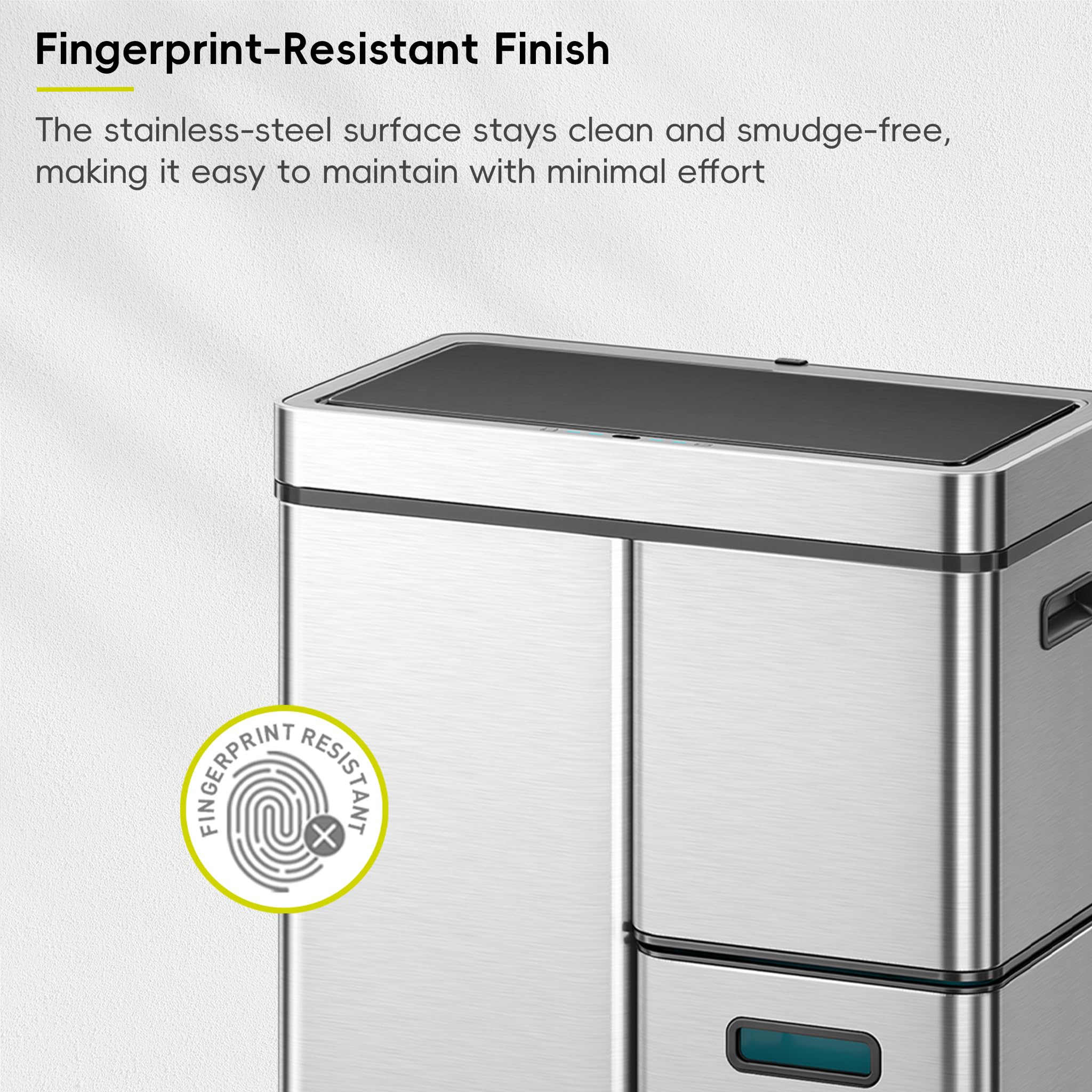 EKO Mirage Plus - Sistema de separación de basura con 3 compartimentos, 2 x 15 L y 30 L, con sensor, 3 cubos interiores de plástico, cubo de basura automático con tapa, cubo de basura grande de cocina