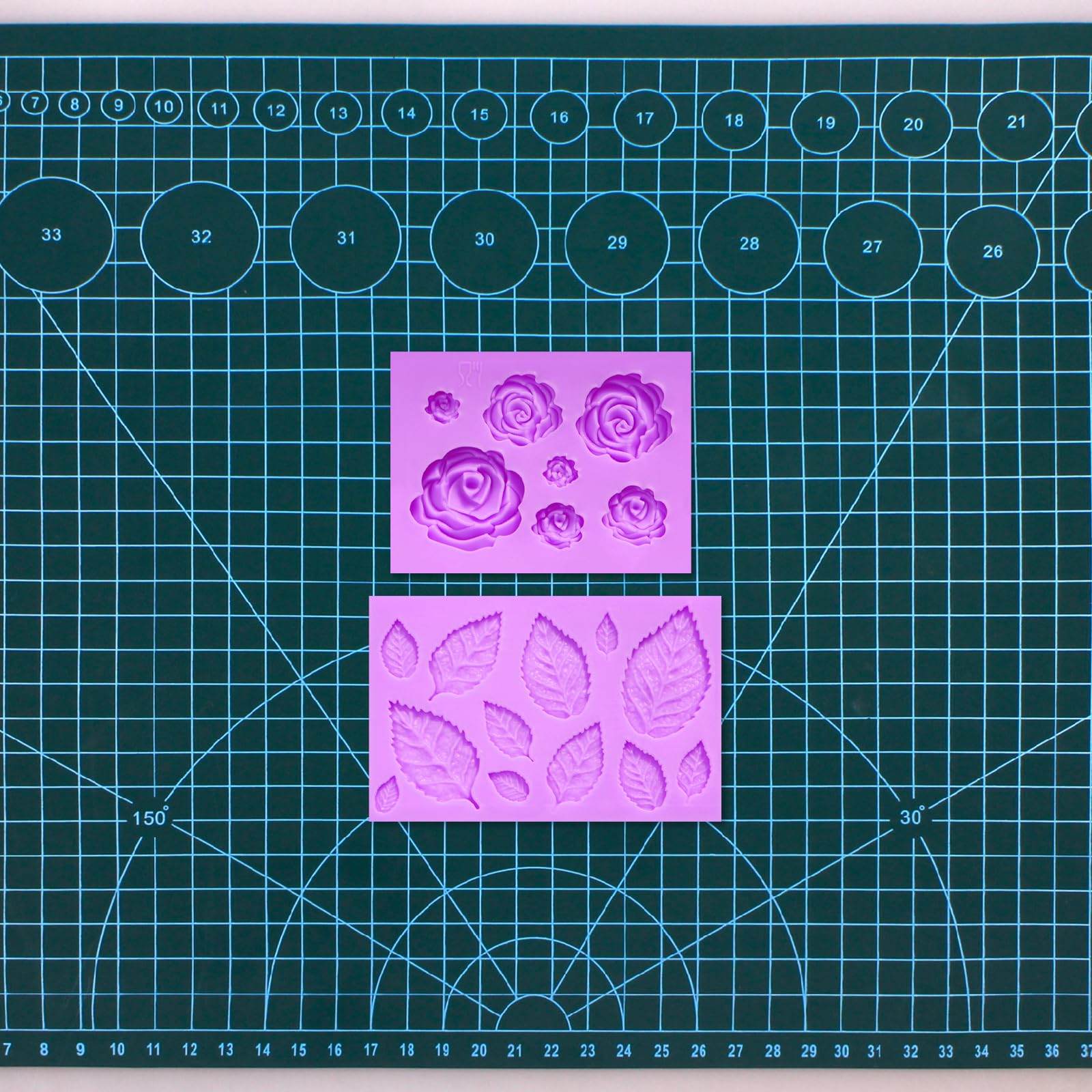 Moldes de silicona para fondant, flores y hojas, decoración de pasteles, moldes de chocolate para decoración de cupcakes, caramelos, galletas, arcilla, proyectos de manualidades, juego de 2