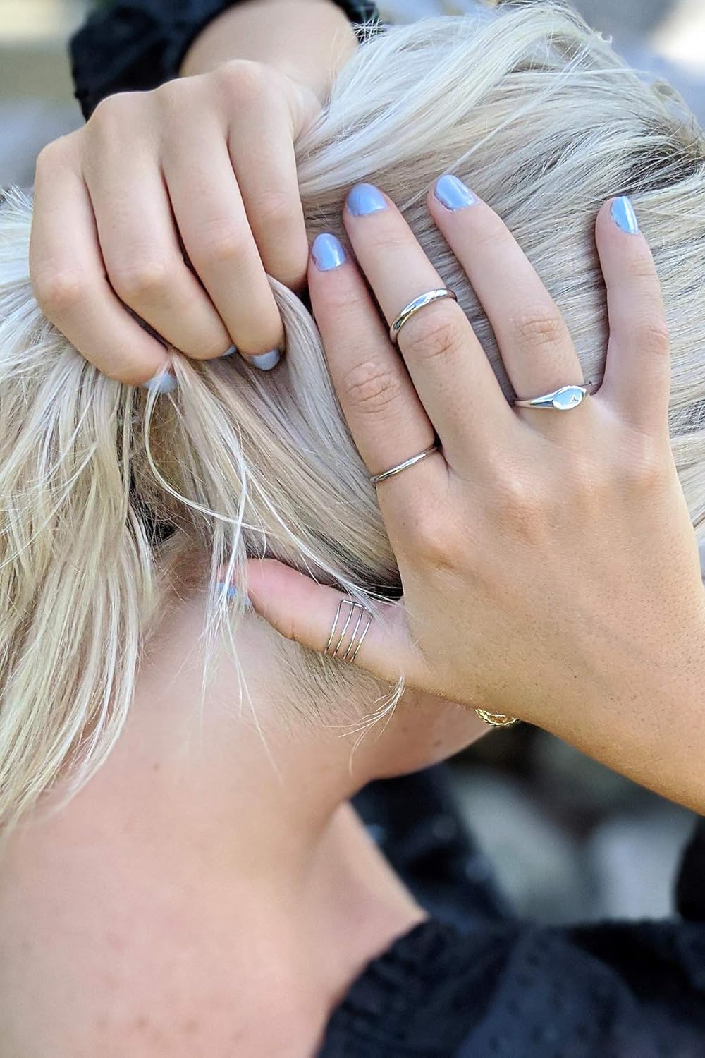 espere 18K Gold Plated Tiny Signet Ring Oval Pinky Stacking Ring North Star Dainty Gold Rings for Women - Image 5