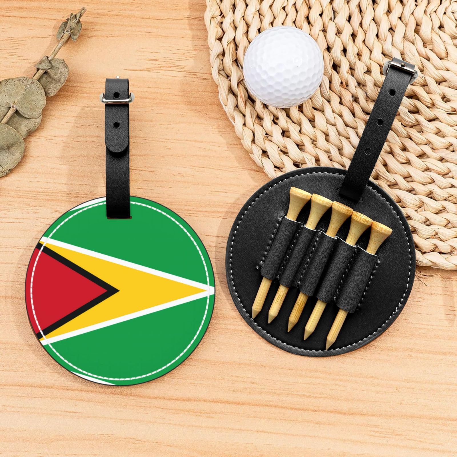 Flag of Guyana Black Golf tee Storage Bag - Durable and wear-Resistant Golf Accessories
