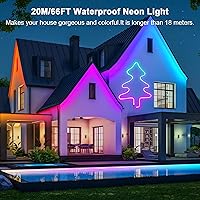 Vista 4 de Cozylady 66Ft (33Ft * 2 Rolls) RGB LED Neon Rope Lights for Bedroom, 20m LED Strip Lamp with Double Sided Adhesive Tape, App/Remote Control DIY