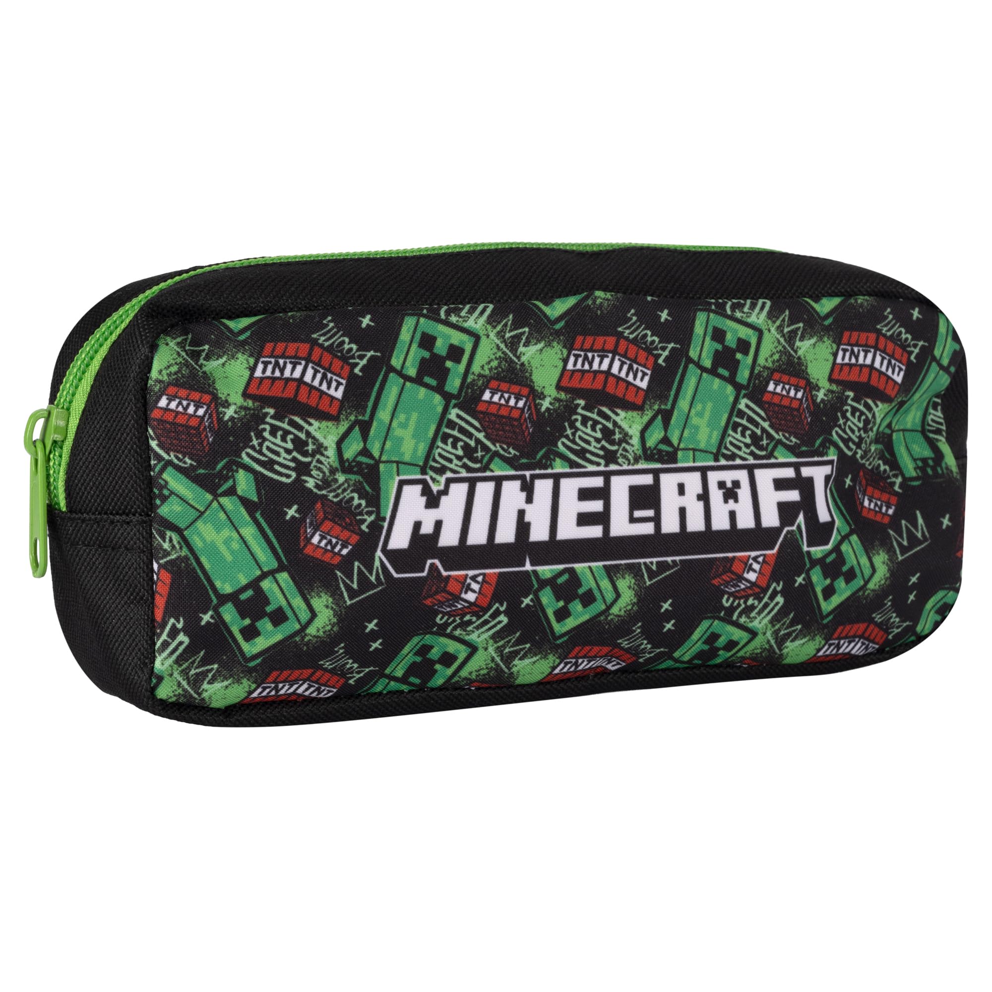 Minecraft TNT - Juego de mochila de 3 piezas, mochila, lonchera y estuche (verde AOP)