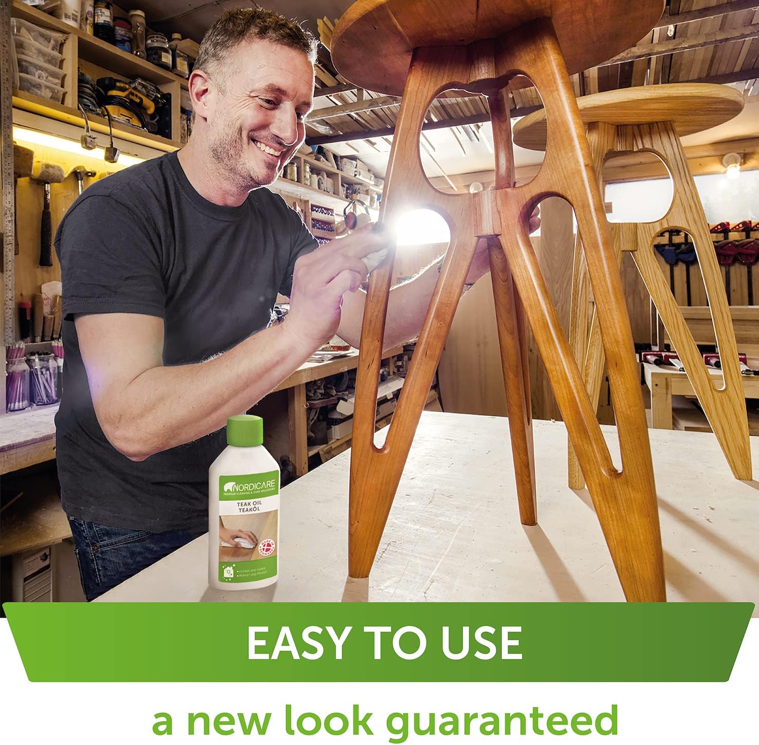 Nordicare Teak Oil (84 oz) - Wood Oil for The Entire Indoor Area - Revives The Original Color of Wood - Premium Teak Oil Wood Care Oil with Stain Protection - Natural Silk Matt Finish-Made in Denmark