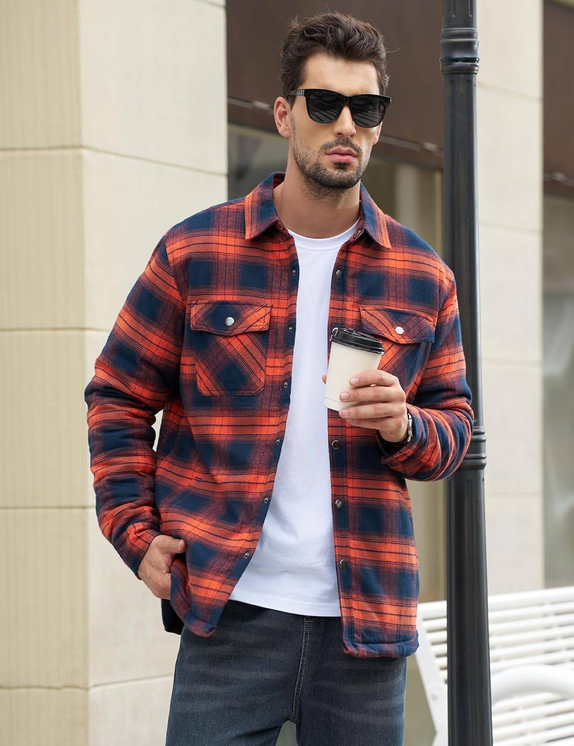 MAGNIVIT Mens Flannel Jacket Quilted Lined Thermal Winter Coat Button Down Plaid Jacket Insulated Flannel Shirts for Men - Image 2