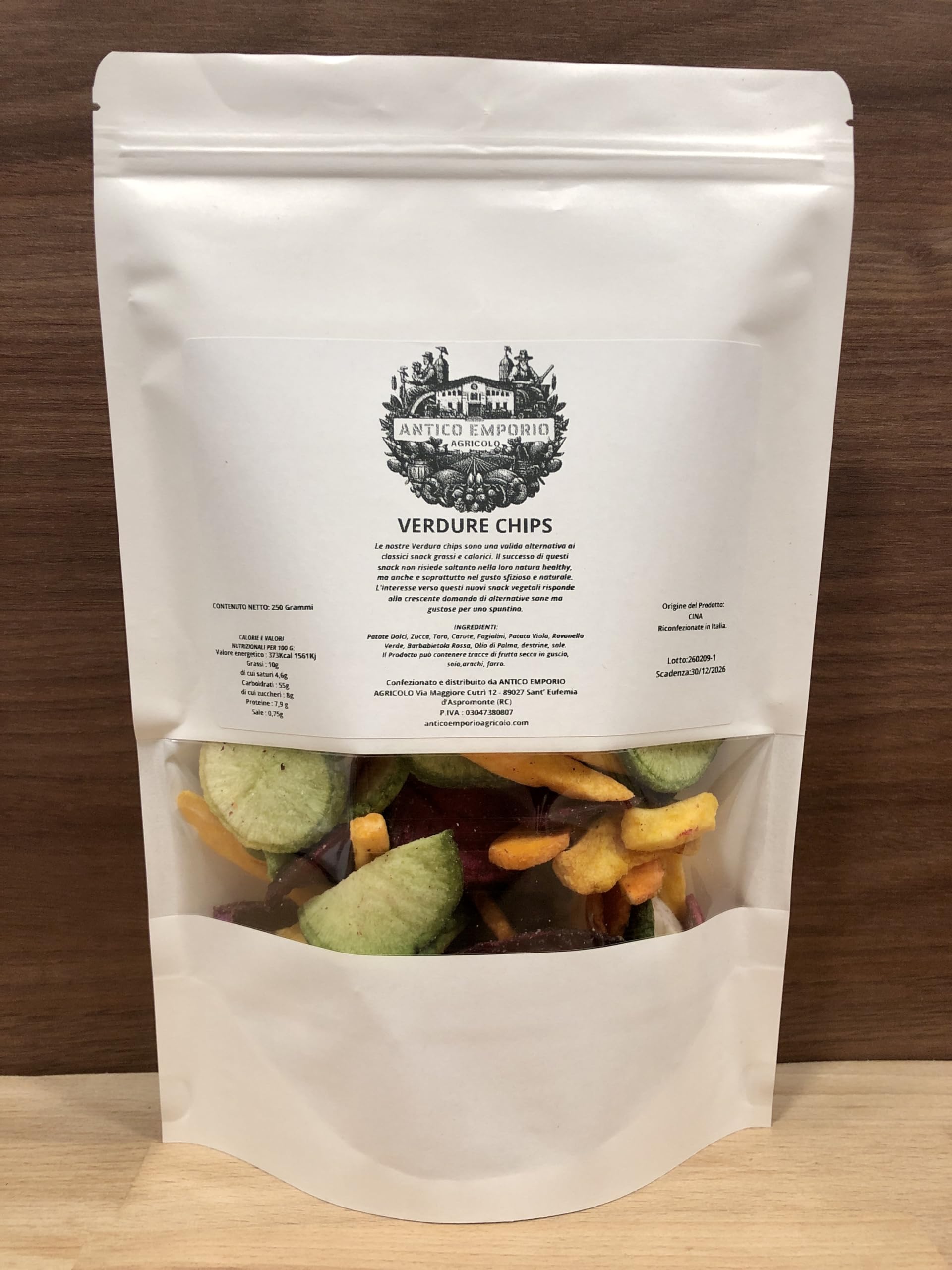 Chips di Verdure essiccate, croccanti - 500 Grammi - in Sacchetto in kraft Richiudibile - Snack Sfizioso e Salutare, Composto da 8 Verdure