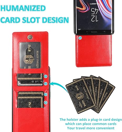 Miniatura 10 de Funda tipo cartera de piel verde para Samsung Galaxy Note 9 con protector de vidrio templado, tarjetero y función atril