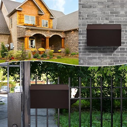 Miniatura 7 de KYODOLED Buzón de montaje en pared, buzón de correo de gran capacidad, buzón de metal de acero galvanizado a prueba de óxido, buzones para exterior,