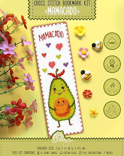 Vista 14 de Povitrulya Kits de Punto de Cruz Contado para Adultos o Niños "Cactus" - Divertido Kit de Marcapáginas de Bordado a Mano DIY