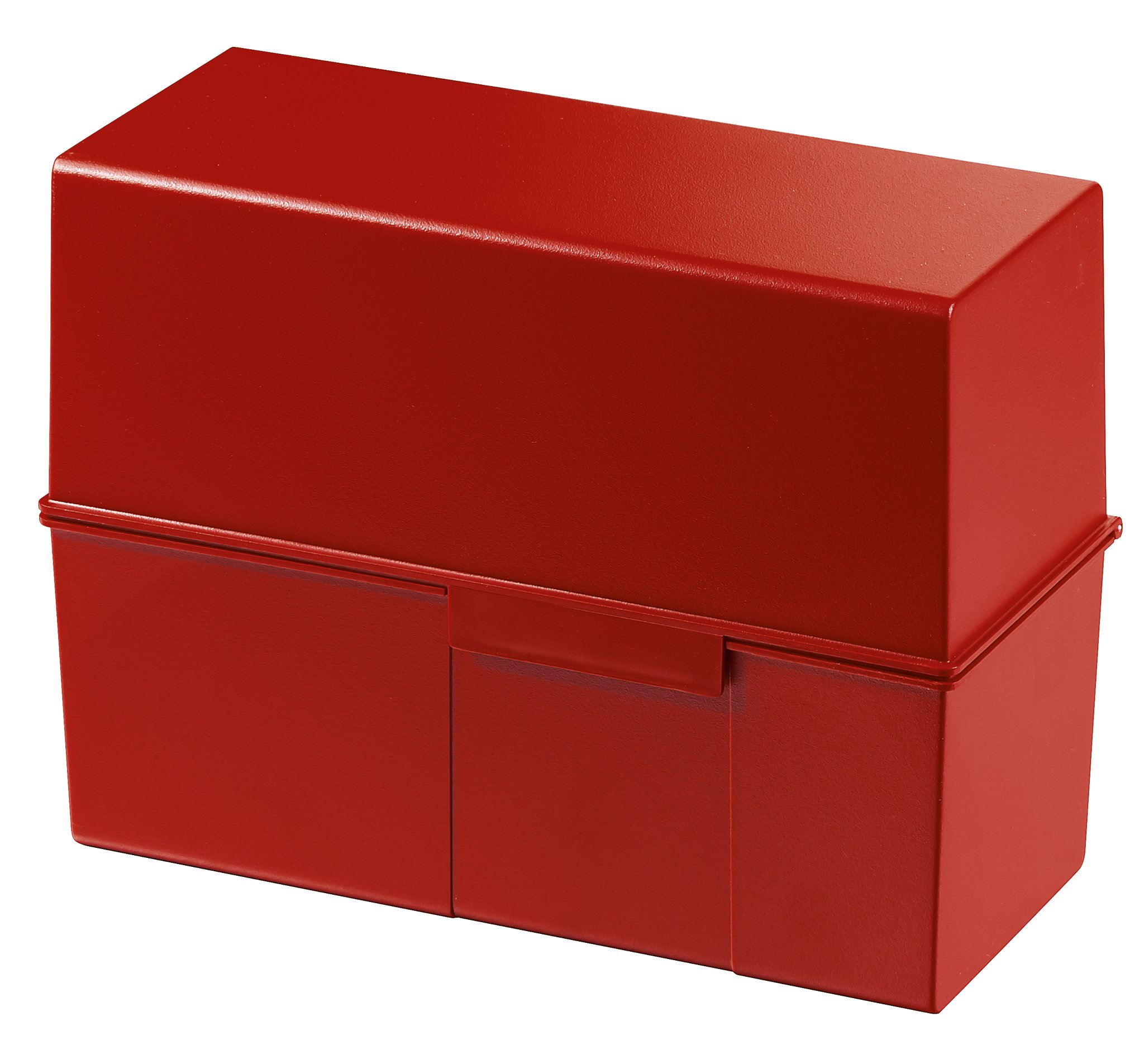 Han 975 index card box, A5 landscape, innovative attractive design for 450 cards with steel hinge red