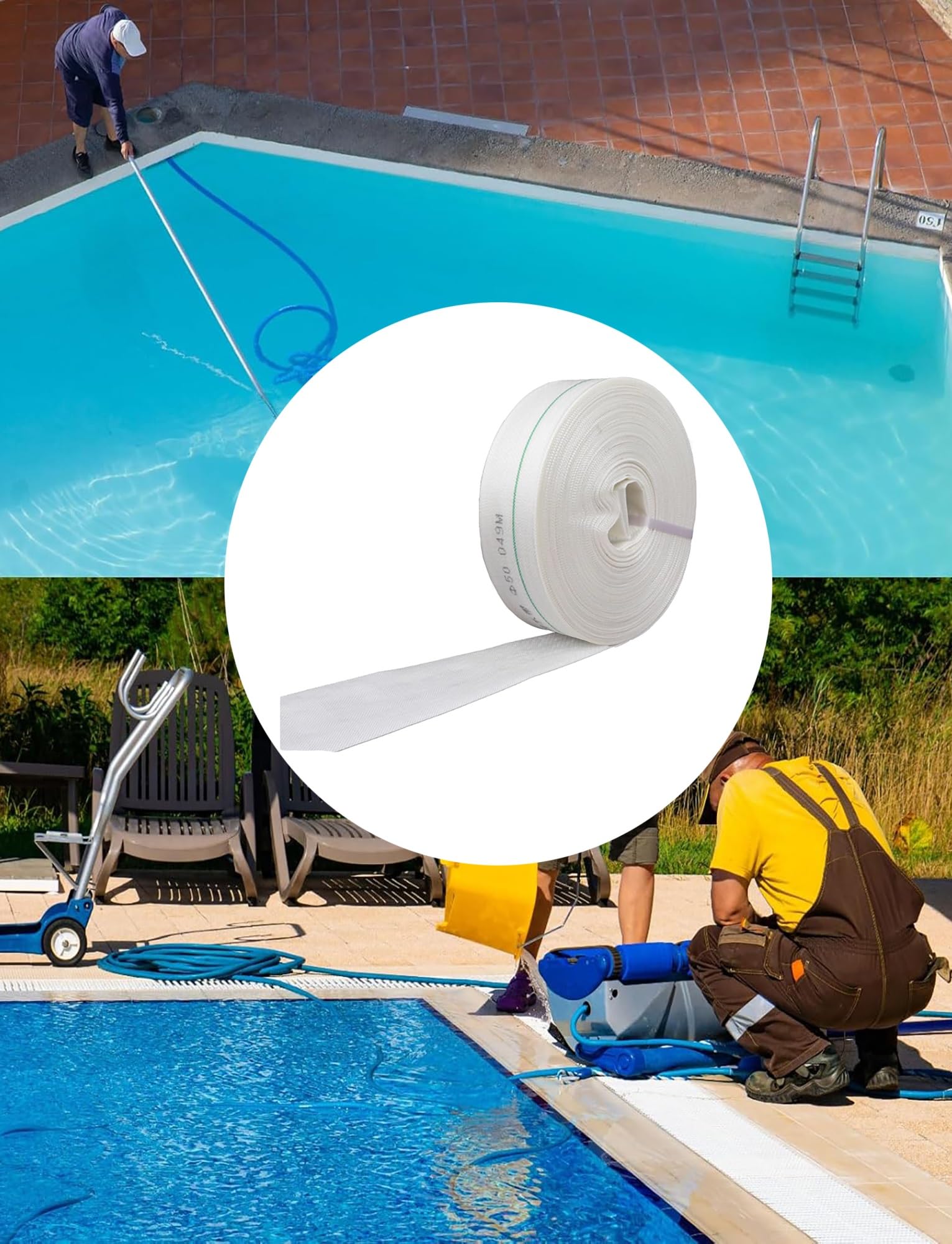 Manguera de Descarga Layflat, Manguera de Descarga Agua Plana Reforzada, PVC 1,2 Pulgadas, 10-100m for retrolavado y Drenaje Piscinas(100meter)